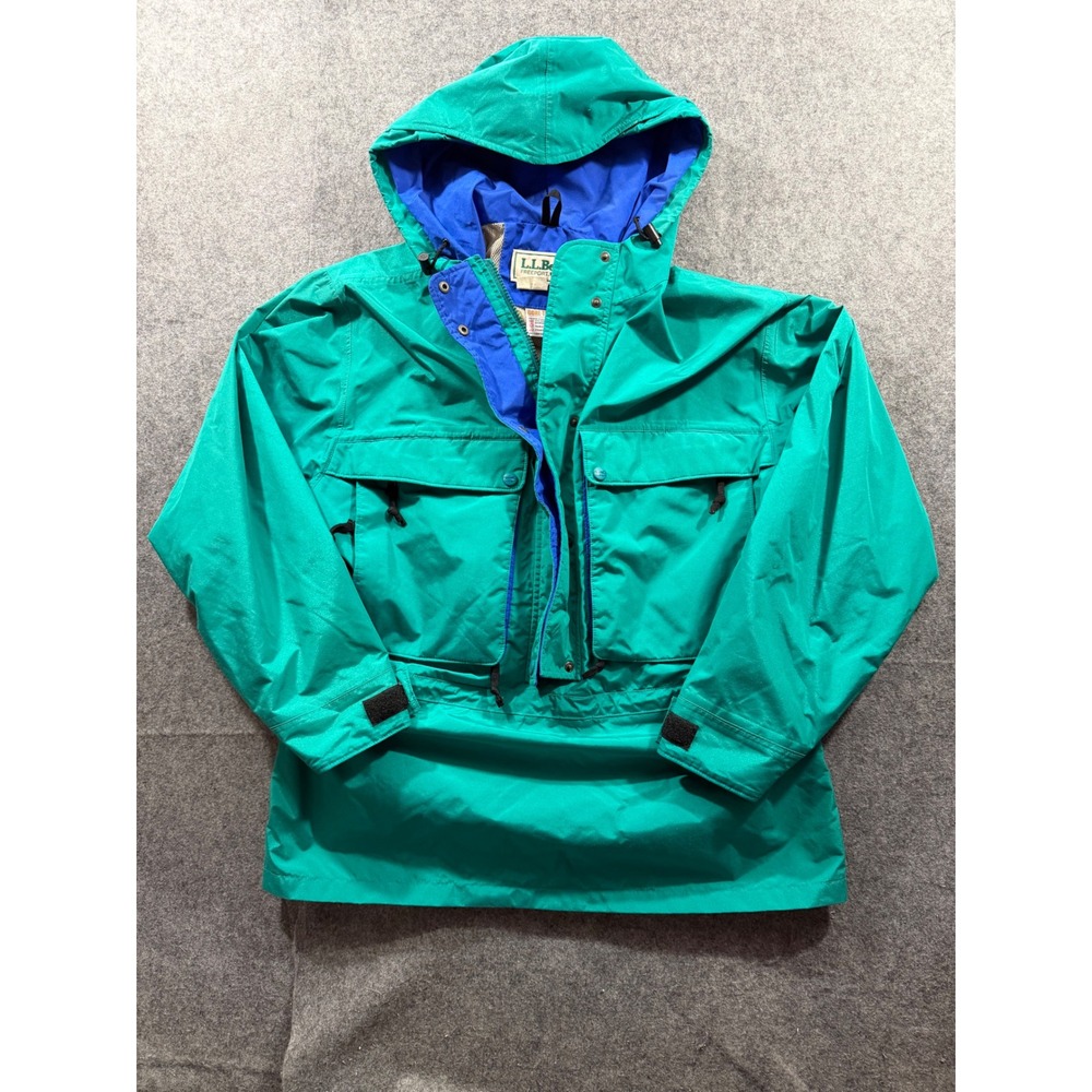Vintage LL Bean Gore-Tex Anorak Jacket Teal Green Blue Mens Large Regular USA
